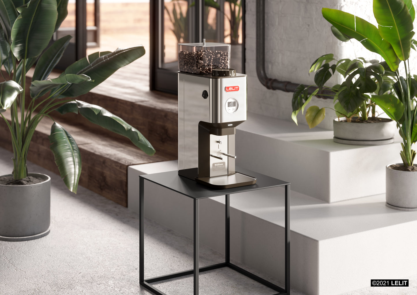 image of coffee grinder on table