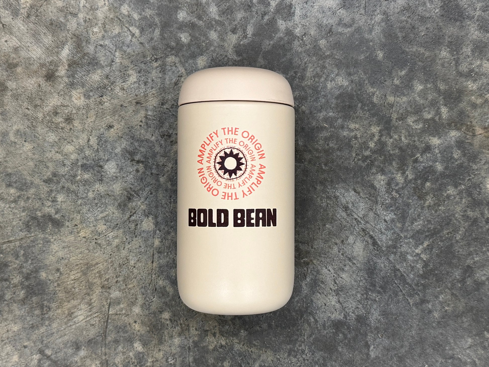 photo of white coffee travel much with logo