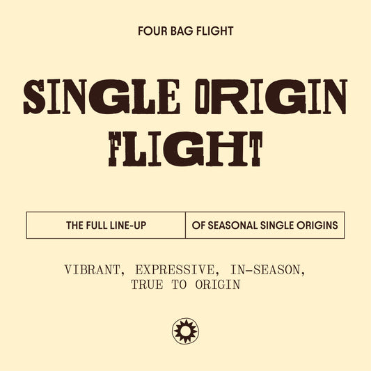 image of single origin flight web label - the full line-up of seasonal single origins - vibrant, expressive, in-season, true to origin