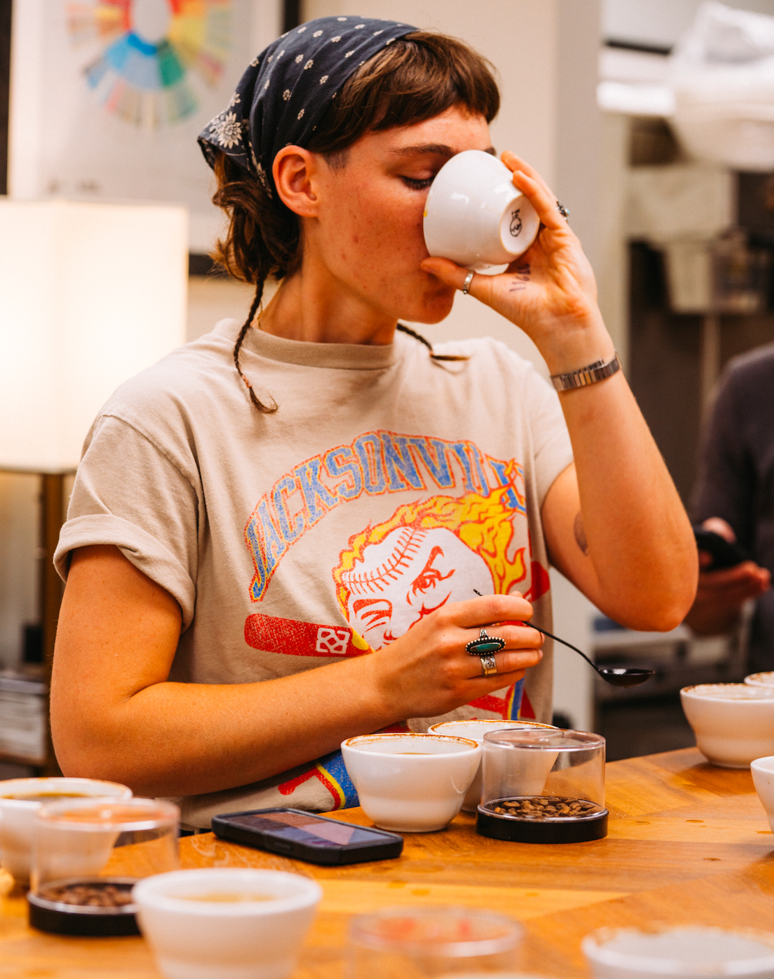 image of person cupping coffee