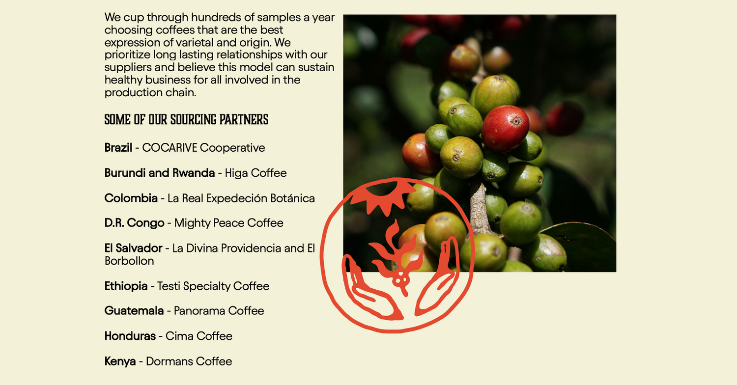 image describing our sourcing practices - sourced in a sustainable business model from suppliers and friends from around the world