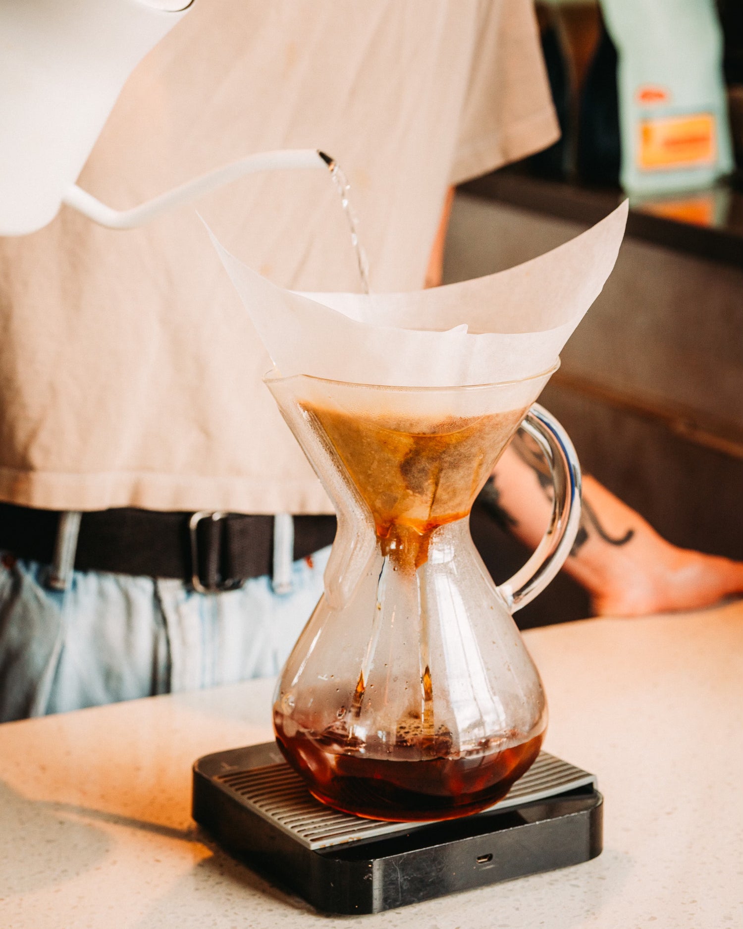 image of coffee being brewed in a chemex