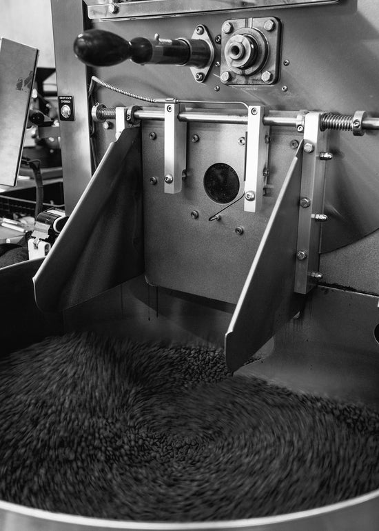 image of roasted coffee in cooling bin